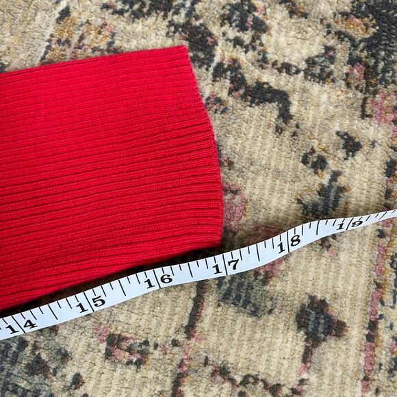 Lauren Ralph Lauren Red Ribbed Turtleneck Sweater M 100% Cotton - Picture 8 of 8